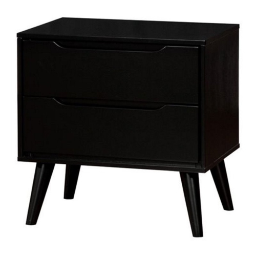 FURNITURE OF AMERICA  Belkor Mid-Century Modern Wood 2-Drawer Nightstand In In Black