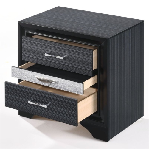 ACME Naima Square 3 Drawers Nightstand in Black