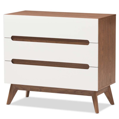 BAXTON STUDIO  Calypso 3 Drawer Chest In And Walnut In White