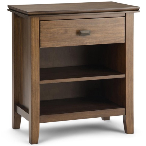 SIMPLI HOME  Artisan Wood 24" Transitional Bedside Nightstand Table In Rustic Natural Brown