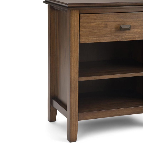 Simpli Home Artisan Wood 24" Transitional Bedside Nightstand Table in Rustic Natural Brown