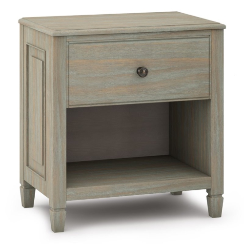 SIMPLI HOME  Connaught Wood 24" Traditional Bedside Nightstand Table In In Gray