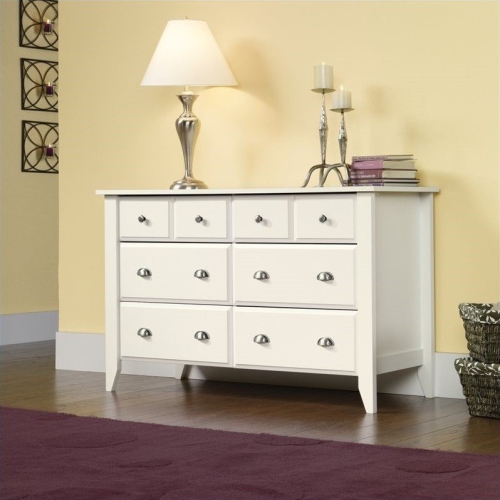 SAUDER  Shoal Creek Engineered Wood 6 Drawer Dresser In Soft White