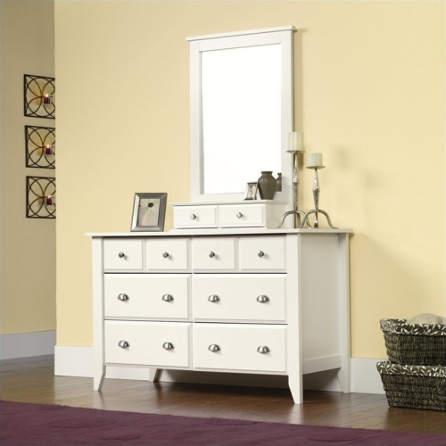Sauder Shoal Creek Engineered Wood 6 Drawer Dresser in Soft White