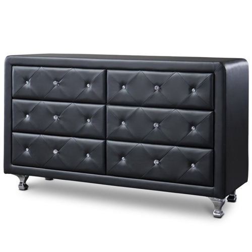 BAXTON STUDIO  Luminescence 6 Drawer Faux Leather Double Dresser