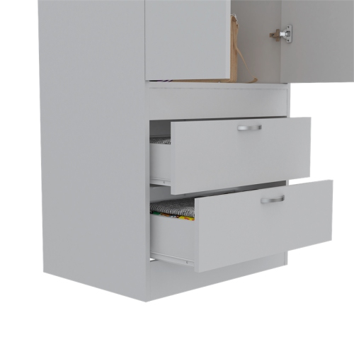 Bowery Hill Wood Contemporary 2 Drawer 2 Door armoire in White