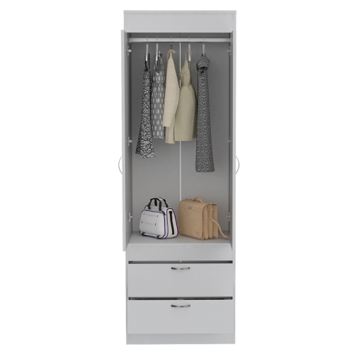 Bowery Hill Wood Contemporary 2 Drawer 2 Door armoire in White