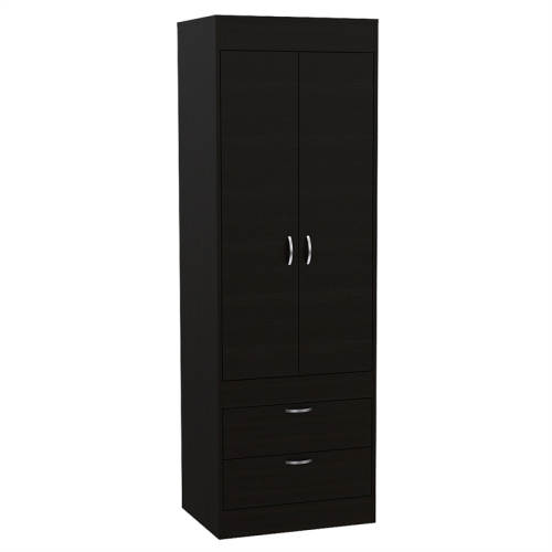 BOWERY HILL  Contemporary Engineered Wood Lisboa 2 Drawer 2 Door Armoire In In Black