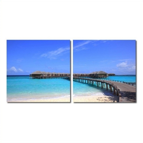 BAXTON STUDIO  Bridge to Paradise Mounted Print Diptych In Multicolor