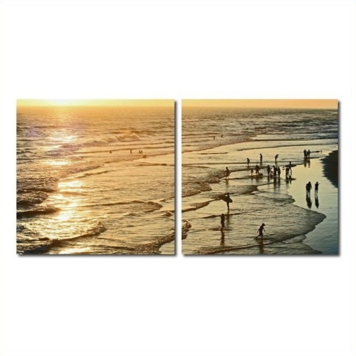 BAXTON STUDIO Wading In The Waves Mounted Print Diptych In Multicolor