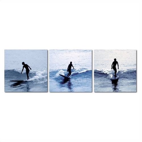 BAXTON STUDIO Surf Silhouettes Mounted Print Triptych In Multicolor