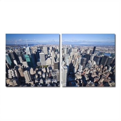 Diptych imprimé monté sur Manhattan en multicolore