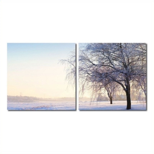 Snowy Solitude Mounted Print Diptych in Multicolor