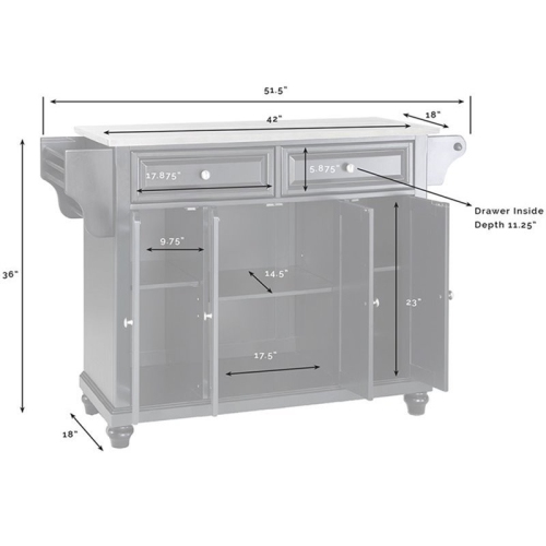 Bowery Hill Black Granite Top Kitchen Island in Mahogany