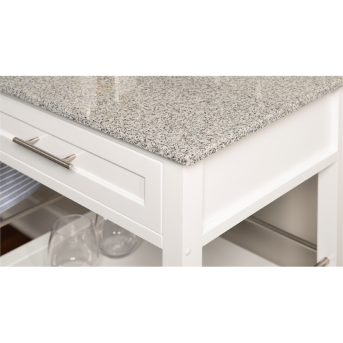 Linon Mitchell Wood Granite Top Kitchen Cart in White