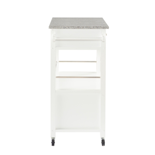 Linon Mitchell Wood Granite Top Kitchen Cart in White