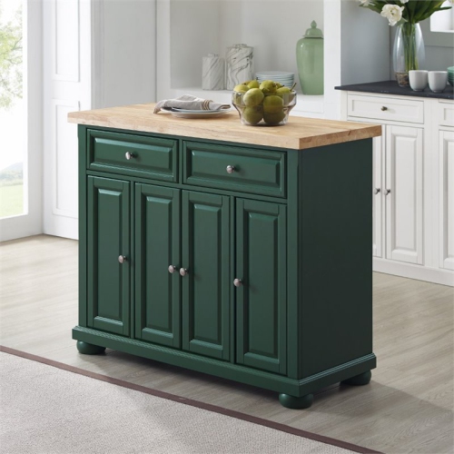 Crosley Furniture Madison Wood Top Kitchen Island Cart in Emerald