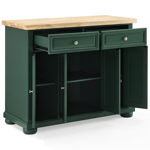 Crosley Furniture Madison Wood Top Kitchen Island Cart in Emerald