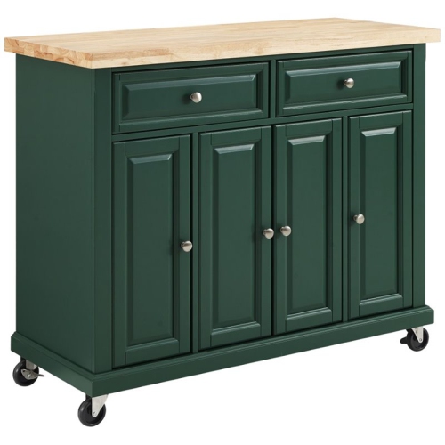 Crosley Furniture Madison Wood Top Kitchen Island Cart in Emerald