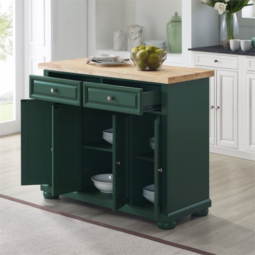 Crosley Furniture Madison Wood Top Kitchen Island Cart in Emerald