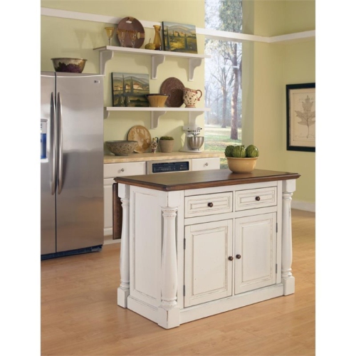 Bowery Hill Antiqued Kitchen Island in Antiqued White