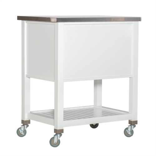 Linon Robbin Wood Kitchen Storage and Prep Cart in White