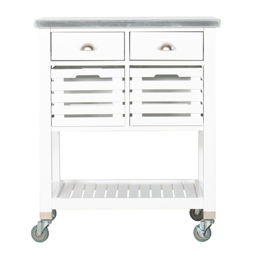 Linon Robbin Wood Kitchen Storage and Prep Cart in White