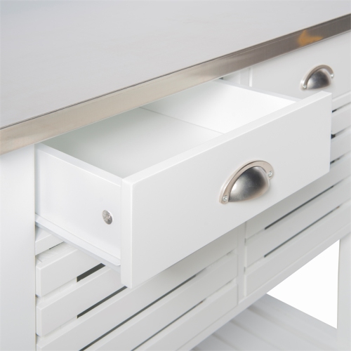 Linon Robbin Wood Kitchen Storage and Prep Cart in White