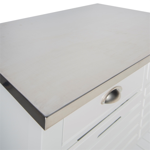 Linon Robbin Wood Kitchen Storage and Prep Cart in White