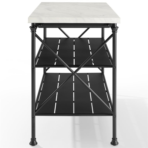 Crosley Madeleine Faux Marble Top Kitchen Island in Matte Black