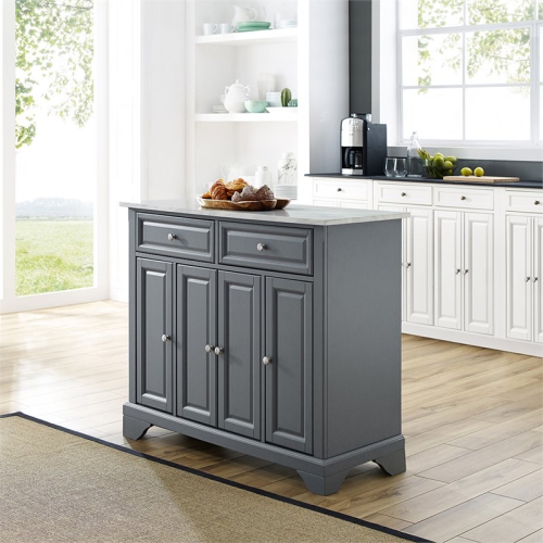Crosley Avery Faux Marble Top Kitchen Island in Gray