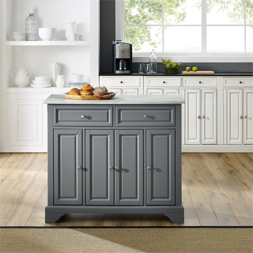 Crosley Avery Faux Marble Top Kitchen Island in Gray