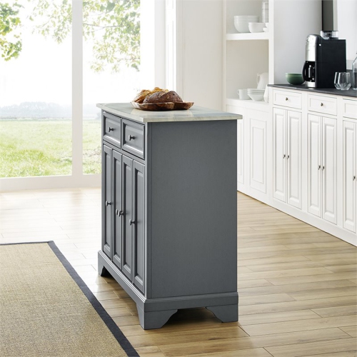 Crosley Avery Faux Marble Top Kitchen Island in Gray
