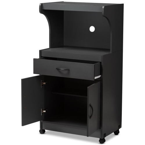 Baxton Studio Tannis Microwave Stand in Dark Grey