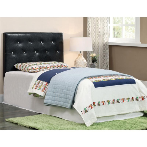 Furniture of America Kylen Faux Leather Twin Headboard in Black