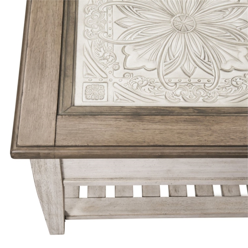 Heartland Off White Wood Rectangular Ceiling Tile Cocktail Table