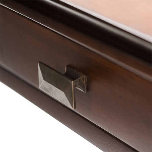 Simpli Home Artisan Wood 46" Rectangle Transitional Coffee Table in Russet Brown