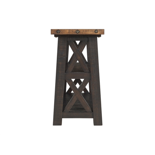 Bowery Hill Transitional 55" Solid Wood Sofa Table Black Stain and Natural