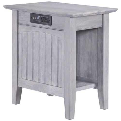 AFI Nantucket Side Table with Charger in Driftwood Gray