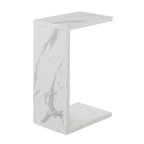 Convenience Concepts Northfield Admiral C End Table in Faux White Marble Wood