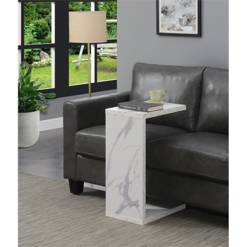 Convenience Concepts Northfield Admiral C End Table in Faux White Marble Wood