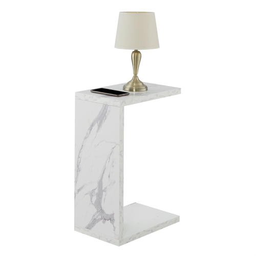 Convenience Concepts Northfield Admiral C End Table in Faux White Marble Wood