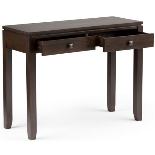 Simpli Home Cosmopolitan Solid Wood Console Table with 2 Drawers Mahogany Brown
