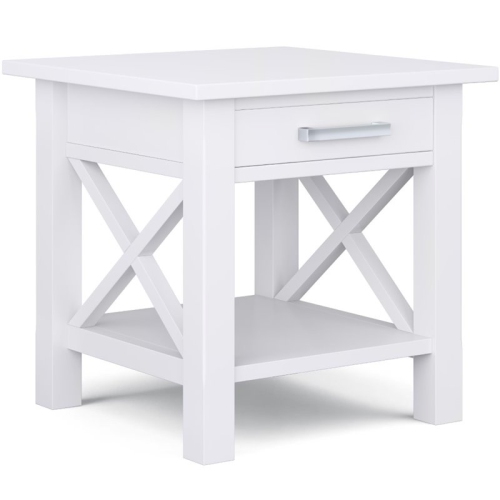 SIMPLI HOME  Kitchener 21" Square Contemporary Solid Wood End Table In White May not work end table