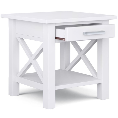 Simpli Home Kitchener 21" Square Contemporary Solid Wood End Table in White