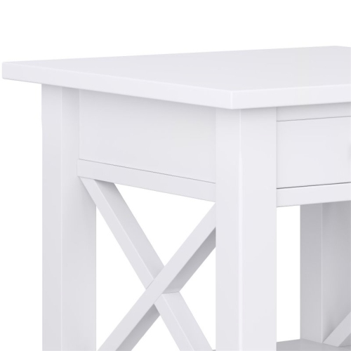 Simpli Home Kitchener 21" Square Contemporary Solid Wood End Table in White