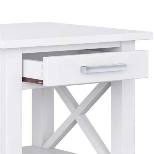 Simpli Home Kitchener 21" Square Contemporary Solid Wood End Table in White