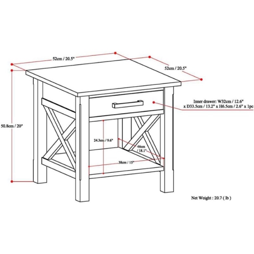 Simpli Home Kitchener 21" Square Contemporary Solid Wood End Table in White