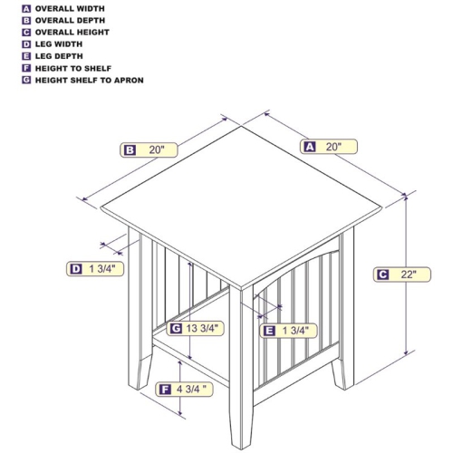AFI Nantucket End Table in Driftwood Gray