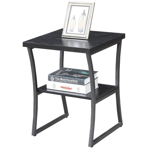 Convenience Concepts X-Calibur 18" Square End Table in Black Wood Finish